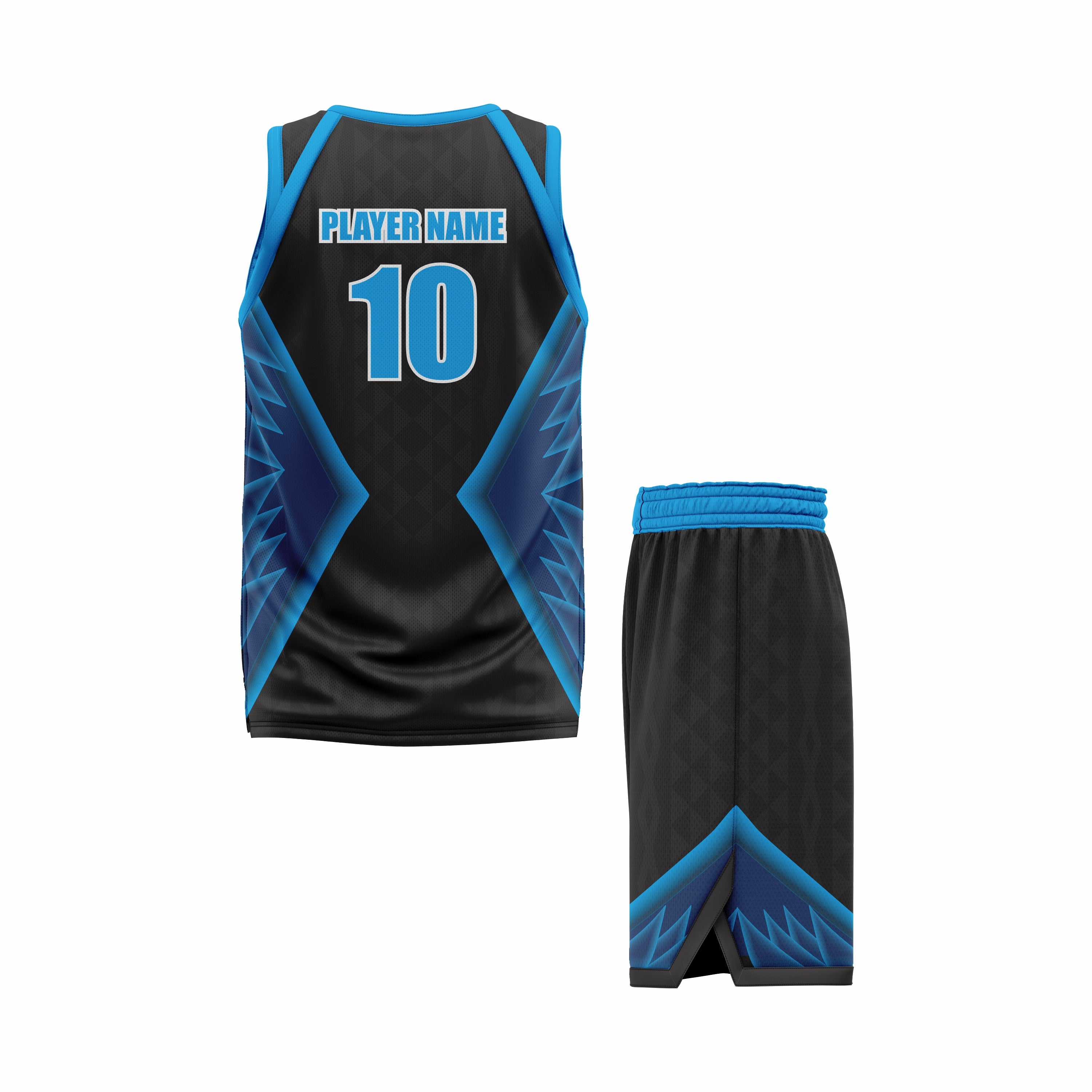 CUSTOM BLACK BLUE BASKETBALL UNIFORM